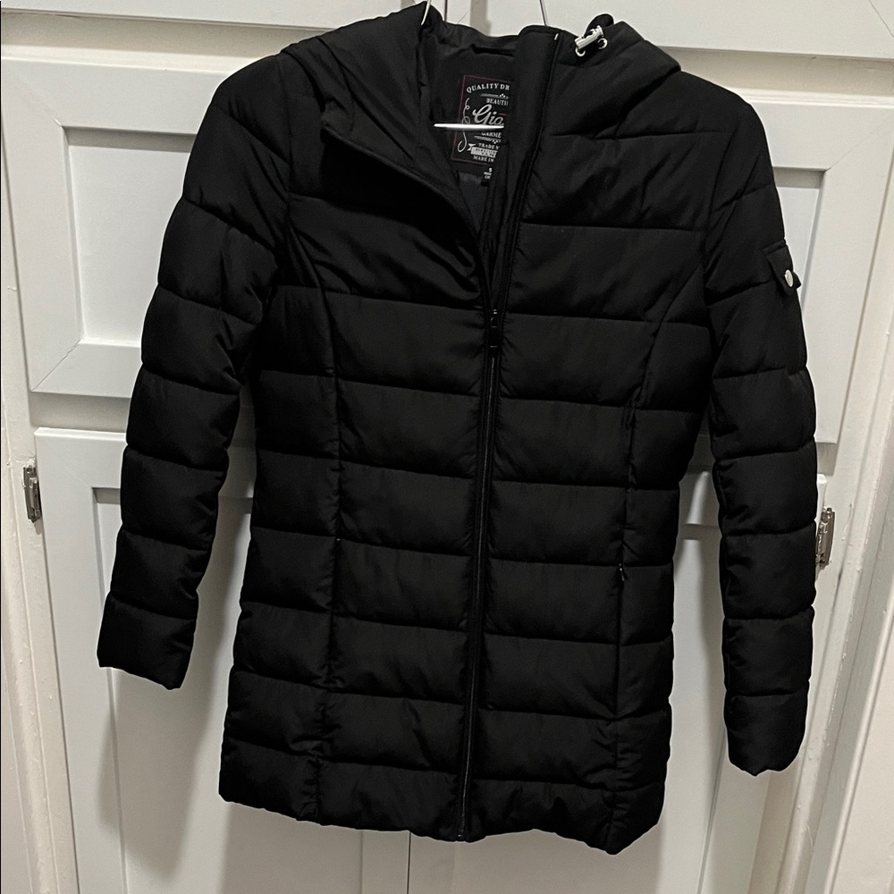 Black Quilted Hooded Jacket - Picture 1 of 3